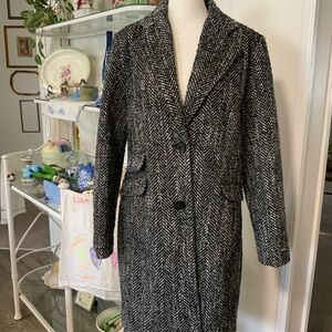 Nine West Wool Blend Tweed Long Coat Jacket